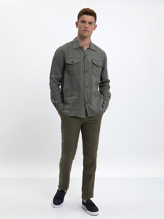 Overshirt Linen Commander Olive Green