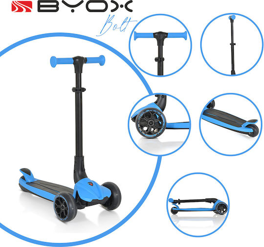 Byox Kids Foldable Scooter Bolt 3-Wheel for 3+ Years Blue