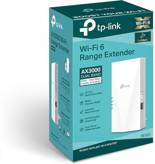 TP-LINK RE3000X v1 Мрежа WiFi удължител Двулентов (2.4 и 5GHz) 3000Mbps