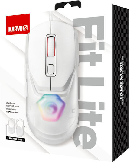 Marvo Fit Lite RGB Gaming Mouse 12000 DPI White