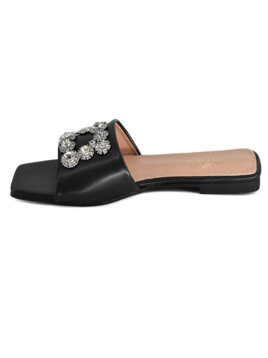 Verde Women's Flat Sandals in Black Color