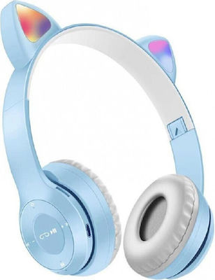 P47M Cat Ear Wireless/Wired On Ear Headphones Light Blue