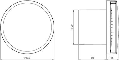 Europlast Επιτοίχιος Εξαεριστήρας Μπάνιου 100mm Ανθρακί