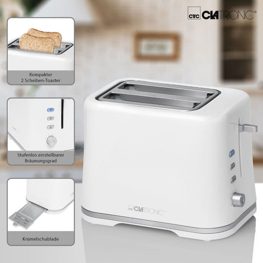 Clatronic TA 3554 Toaster 2 Schlitze 870W Weiß