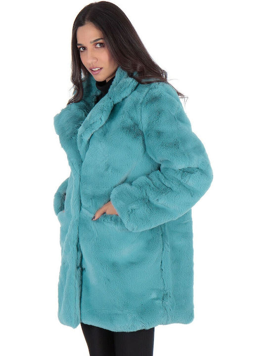 Women's Long Fur Light Blue