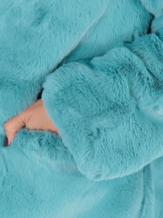 Women's Long Fur Light Blue