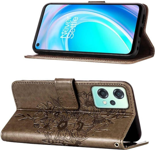 Embossed Butterfly Brieftasche Synthetisches Leder Gray (OnePlus Nord CE 2 Lite 5G)