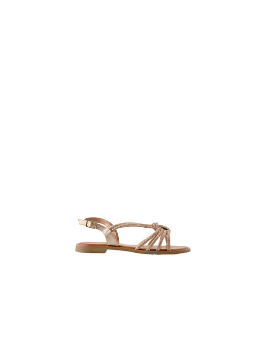 Seven Damen Flache Sandalen Pink Gold