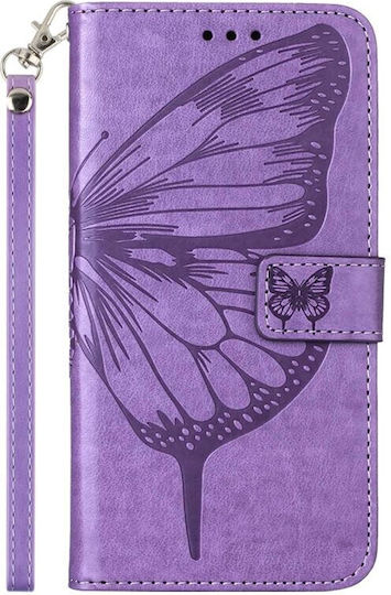 Embossed Butterfly Wallet Piele artificială Violet (OnePlus Nord CE 2 Lite 5G )