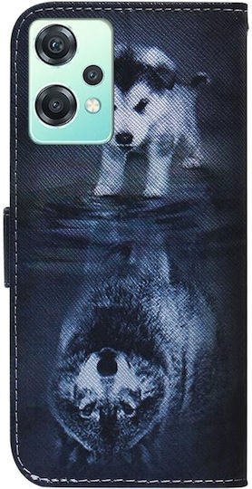 Coloured Drawing Wolf and Dog Wallet Piele artificială Multicolor (OnePlus Nord CE 2 Lite 5G )