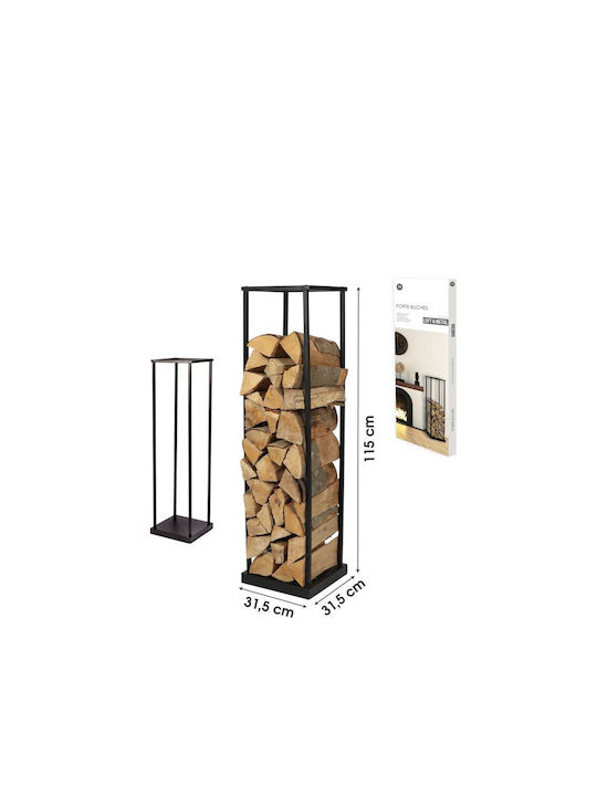 Urban Living Metallic Firewood Shelf 31.5x31.5x115cm Black