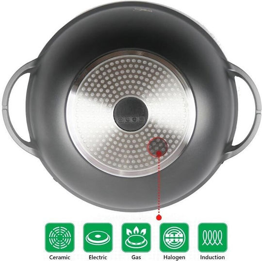 Cheffinger Wok With Lid made of Aluminum with Stone Coating 36cm