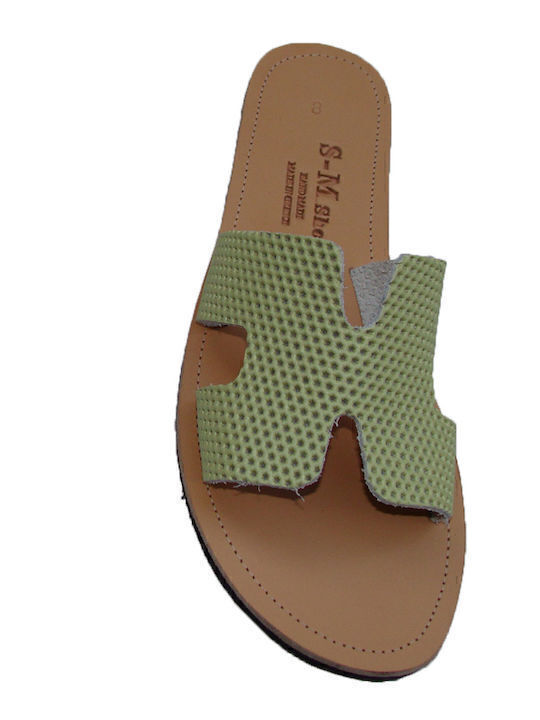 Leather sandal "HELLENIC MANUFACTURED" Color green