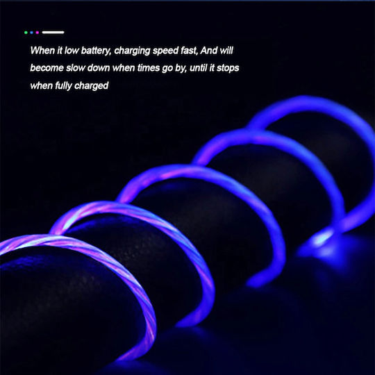 Techsuit LED USB to Lightning / Type-C / micro USB Cable Λευκό 1m (KF232283)