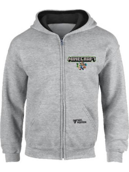 Fleece Kinder-Sweatshirt Strickjacke mit Kapuze und Taschen Schwarz
