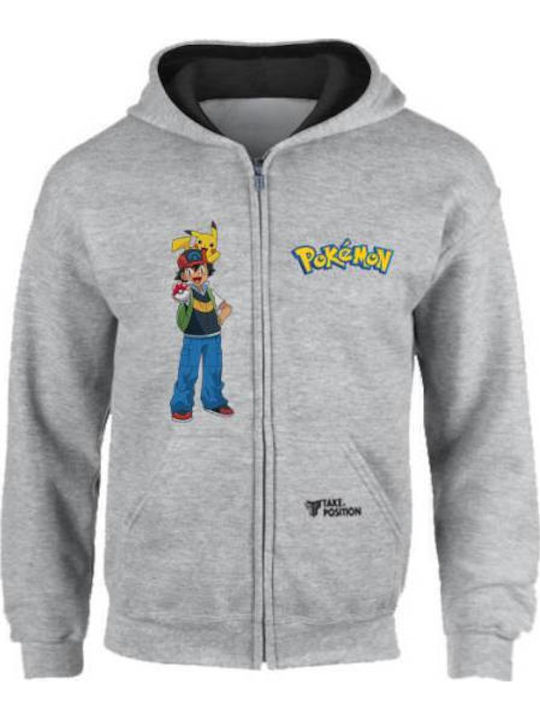 Fleece Kinder-Sweatshirt Strickjacke mit Kapuze und Taschen Schwarz