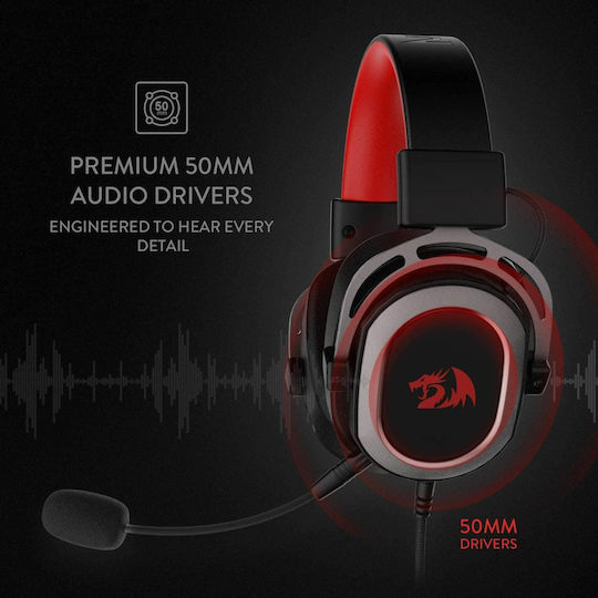 Redragon Helios H710 Over Ear Gaming Headset με σύνδεση USB Κόκκινο