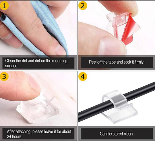 TOOL-0090 Cable Clips 50pcs Transparent