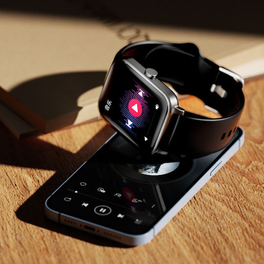 QCY GTS S2 44mm Smartwatch mit Pulsmesser (Schwarz)