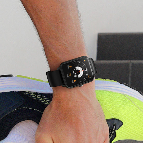 QCY GTS S2 44mm Smartwatch mit Pulsmesser (Schwarz)