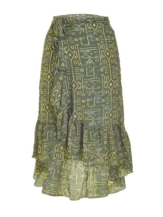 Midi Rock Umschlag Khaki
