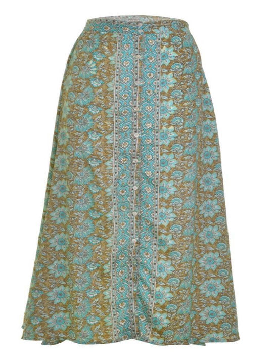 Midi Rock Blumen Braun