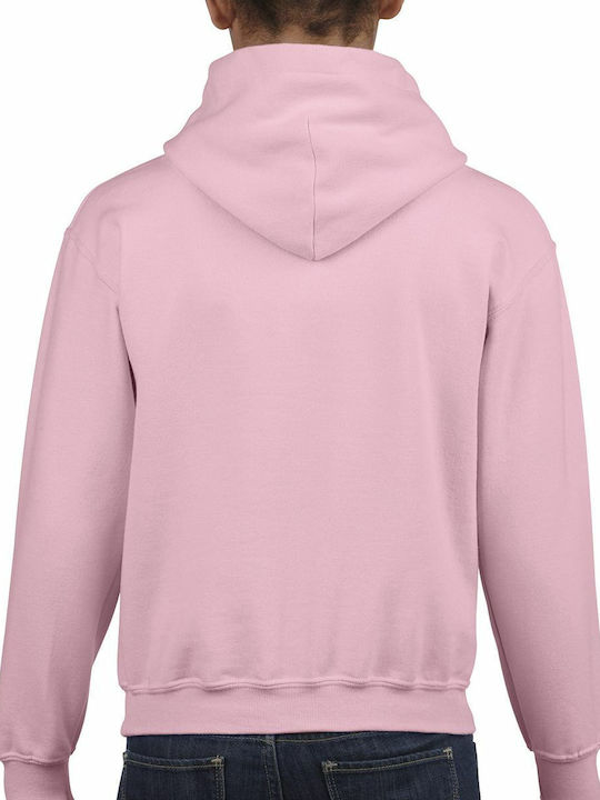 Gildan Kinder Sweatshirt mit Kapuze und Taschen Rosa