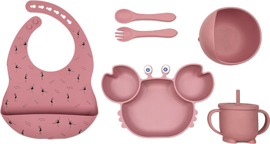 Queen Mother Crab Silicone Feeding Set With Brown Anti-Slip Base 6 Pieces For 6+ Months