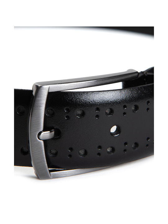 Leather Belt with B.S Bags Design Black