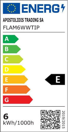 Diolamp Bec LED 6W pentru Soclu E14 și Formă C35 Alb cald 760lm