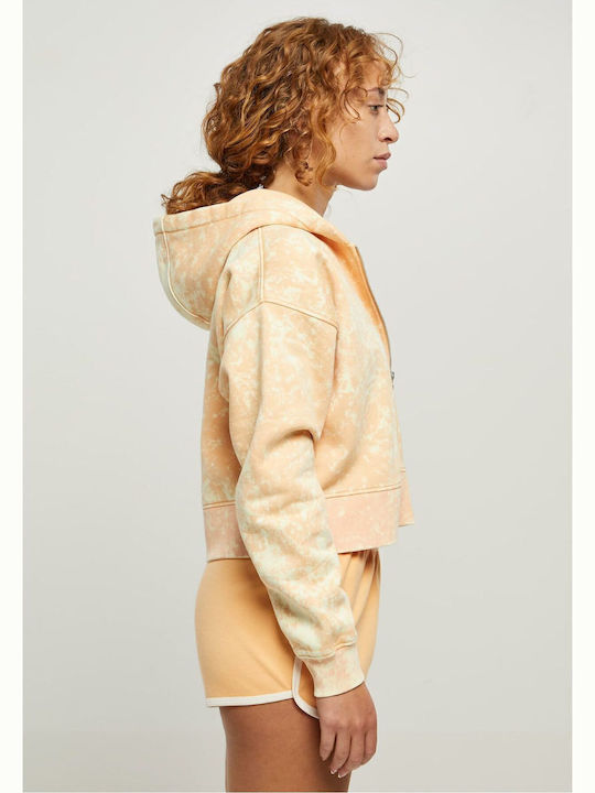 Long Women's Sweatshirt Jacket Hooded Orange