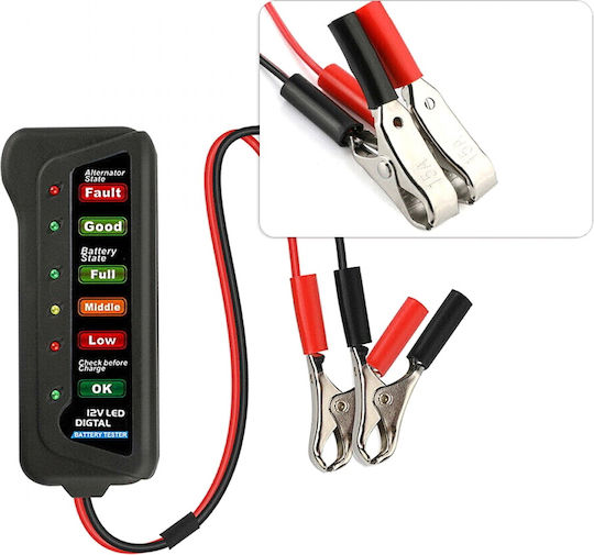 102991 Ψηφιακό Battery Tester με Κροκοδειλάκια