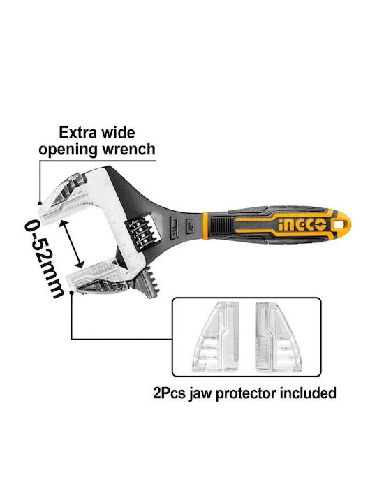 Ingco French Wrench with Adjustable Opening 52mm and Anti-Slip Handle 250mm