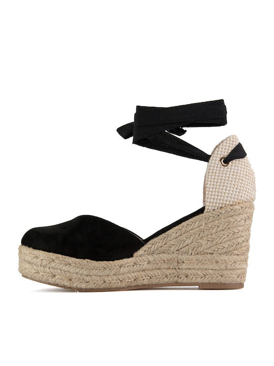 Women's Suede Platform Espadrilles Black