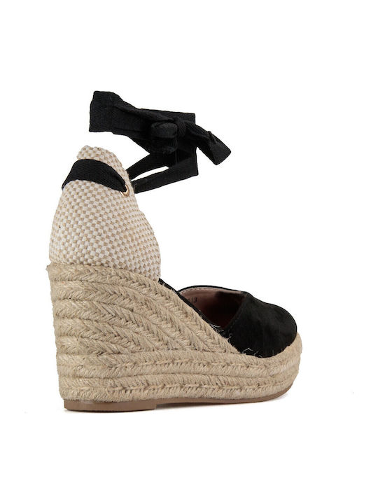 Women's Suede Platform Espadrilles Black
