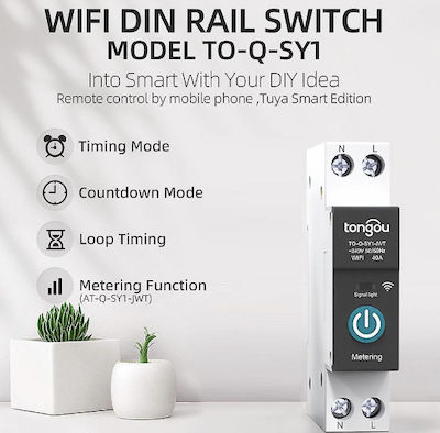 Rail switch with power metering, WiFi 230V 63A BG-1P+N 63A with power metering