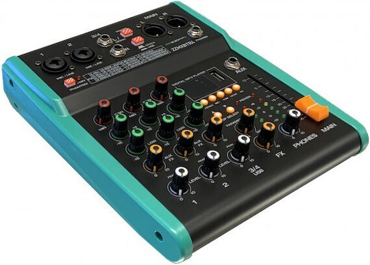 ZZiPP ZZMXBTR4 Analoger Mischpult 4 Kanäle mit Phantom Power & 2 XLR-Eingänge & Bluetooth