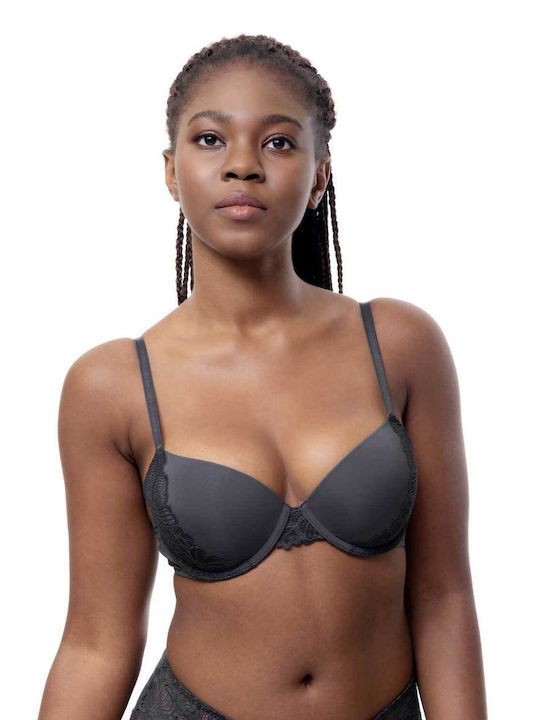 Dorina Jovie Demi Bra Underwire Anthracite/White