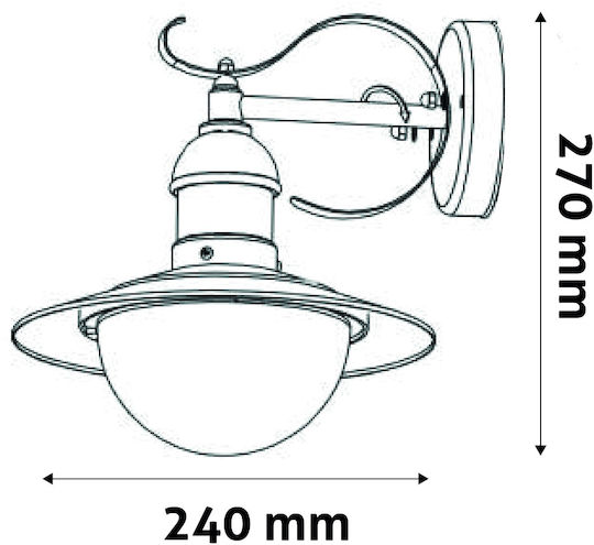 Avide AOLWE27-IMP-AG Wall-Mounted Outdoor Hat Light E27 IP44 20εκ.