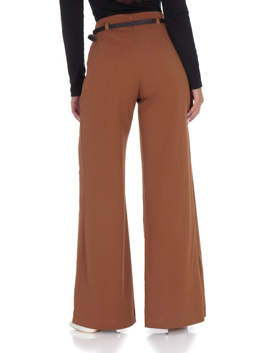 Women's Fabric Trousers Flare Tabac Brownc Brown