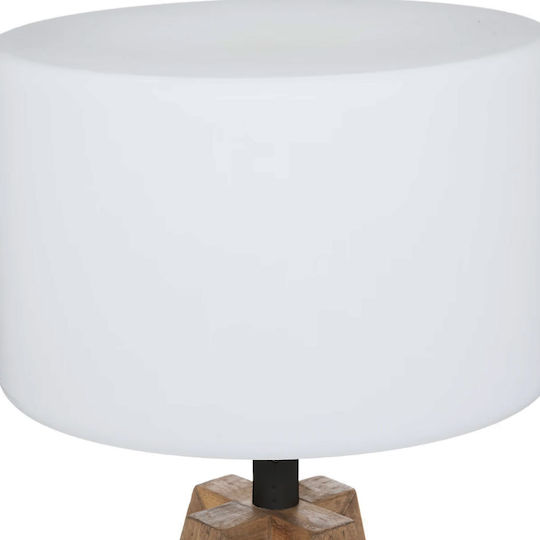 A-S Matia Holz Tischlampe für Fassung E14 mit Weiß Schirm und Beige Basis