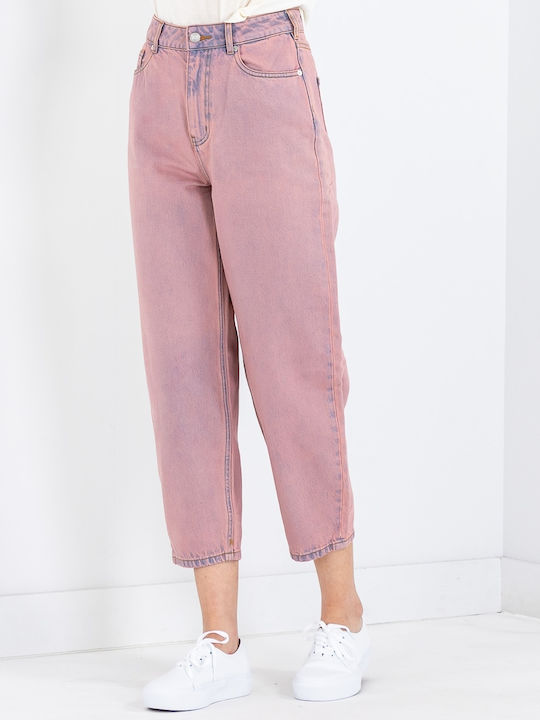 The Tide High Waist Women's Jean Trousers in Balloon Line Pink