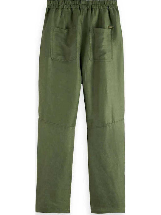 Scotch & Soda Lou Women's Fabric Trousers Straight Green