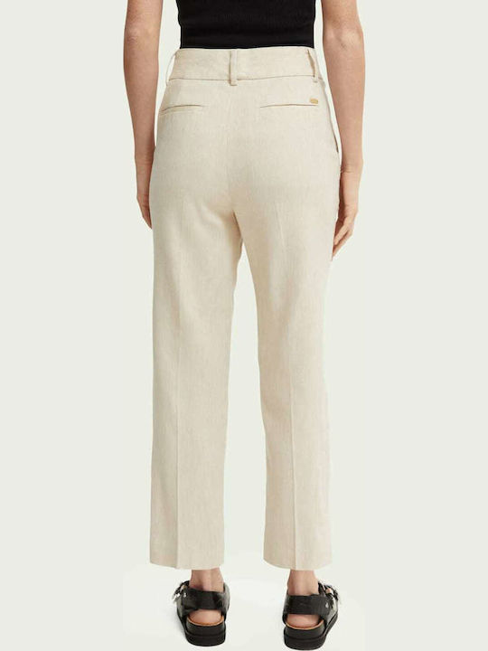 Scotch & Soda Γυναικείο Ψηλόμεσο Υφασμάτινο Παντελόνι Μπεζ