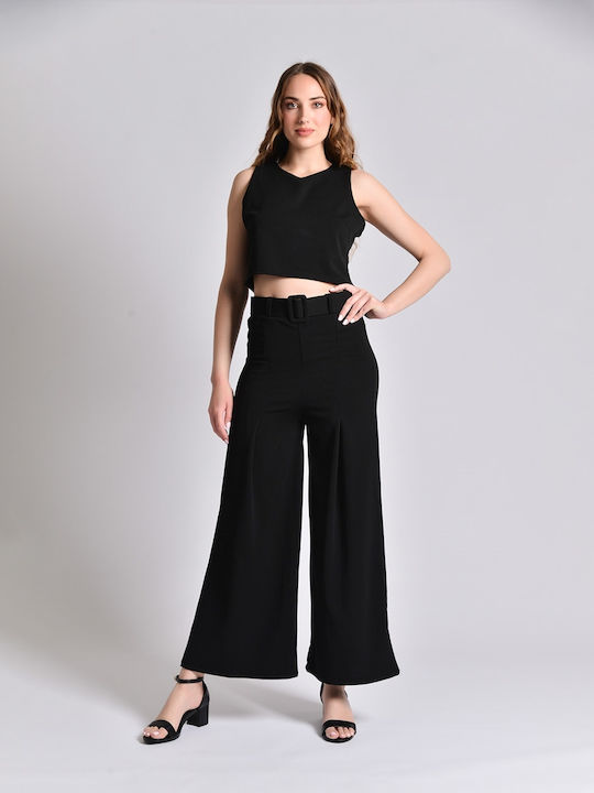 InShoes Women's Black Set with High-waisted Trousers