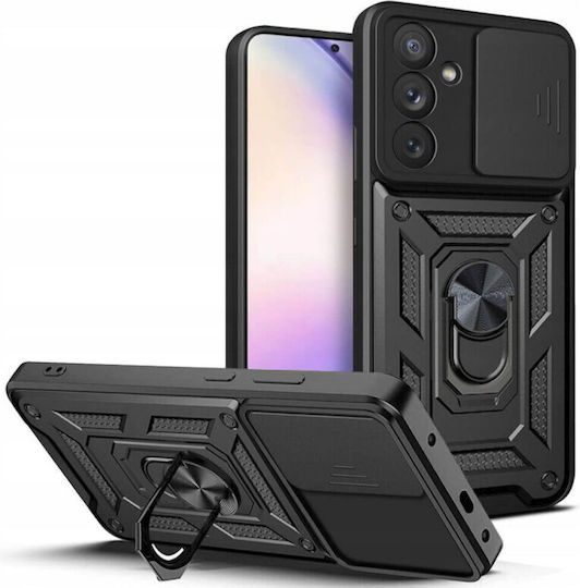 Techsuit Camshield Umschlag Rückseite Kunststoff / Silikon Schwarz (Galaxy A54)