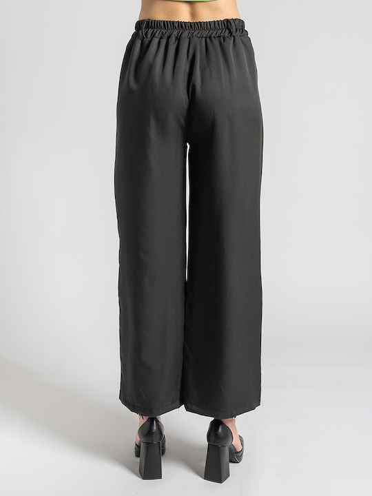 InShoes Women's High-waisted Fabric Trousers with Elastic Black