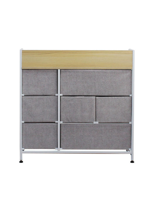 Wooden & Metallic Chest of Drawers with 7 Drawers Gray 80x29x78.5cm