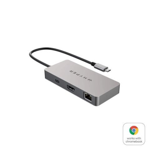 Targus HyperDrive USB-C Stație de andocare cu HDMI 4K Ethernet și conexiune 2 monitoare Gri