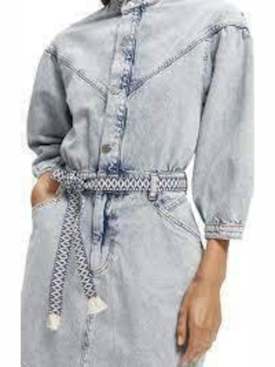 Mini Hemdkleid Denim Blau